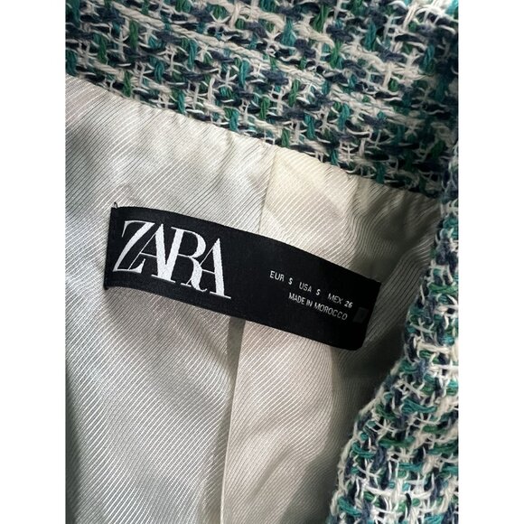 Zara Tweed Textured Double Breasted Blazer in Blue - Picture 4 of 4